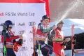 2022-2023 AUDI FIS ALPINE WORLD SKI WORLD CUPGS MENLa Villa, Alta Badia, Italy2022-12-18 - SundayImage shows Podium ODERMATT Marco (SUI) 3rd CLASSIFIED - KRISTOFFERSEN Henrik (NOR) SECOND CLASSIFIED - BRAATHEN Lucas (NOR) FIRST CLASSIFIED