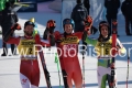 ALPINE SKIING - FIS WC 2023-2024Men's World Cup GS2La Villa, Alta Badia, Italy2023-12-18 - MondayImage shows: SCHWARZ Marco (AUT) SECOND CLASSIFIED - ALPINE SKIING - KRANJEC Zan (SLO) 3th CLASSIFIED - ODERMATT Marco (SUI)  FIRST CLASSIFIED