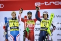 ALPINE SKIING - FIS WC 2023-2024Men's World Cup SLMadonna di Campiglio , Veneto, Italy2023-12-22 - FridayImage shows: RYDING Dave (GBR) 3rd CLASSIFIED - SCHWARZ Marco (AUT) FIRST CLASSIFIED - NOEL Clement (FRA) SECOND CLASSIFIED