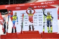 ALPINE SKIING - FIS WC 2023-2024Men's World Cup SLMadonna di Campiglio , Veneto, Italy2023-12-22 - FridayImage shows: RYDING Dave (GBR) 3rd CLASSIFIED - SCHWARZ Marco (AUT) FIRST CLASSIFIED - NOEL Clement (FRA) SECOND CLASSIFIED