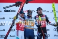 ALPINE SKIING - FIS WC 2023-2024Men's World Cup DHVal Gardena / Groeden, Trentino, Italy2023-12-16 - SaturdayImage shows: PARIS Dominik (ITA) FIRST CLASSIFIED - : KILDE Aleksander Aamodt (NOR) SECOND CLASSIFIED - BENNETT Bryce (USA) 3rd CLASSIFIED